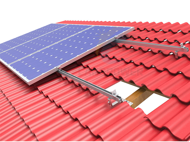 Montage solaire de toit en tuile de crochet de toit réglable