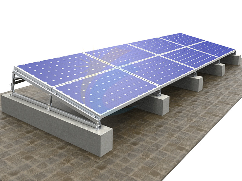 Paysage à deux rangées de montage solaire sur toit plat